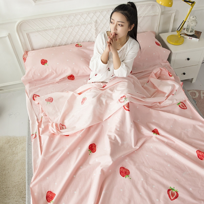 91家纺网 家纺一手货源 找家纺 怡家居  全棉隔脏睡袋印花系列 草莓