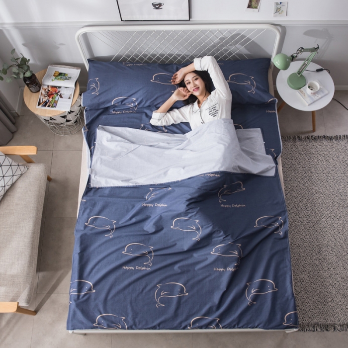 91家纺网 家纺一手货源 找家纺 怡家居  全棉隔脏睡袋印花系列 小鲸鱼