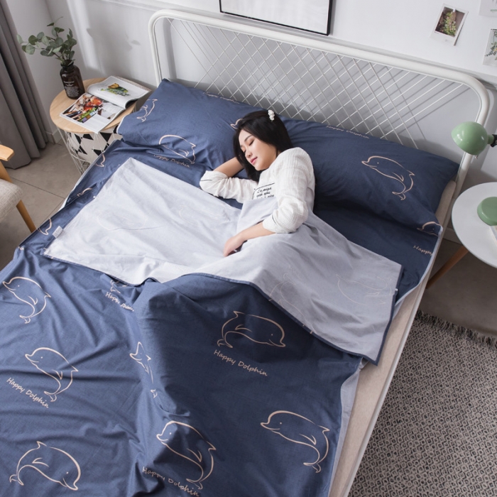 91家纺网 家纺一手货源 找家纺 怡家居  全棉隔脏睡袋印花系列 小鲸鱼