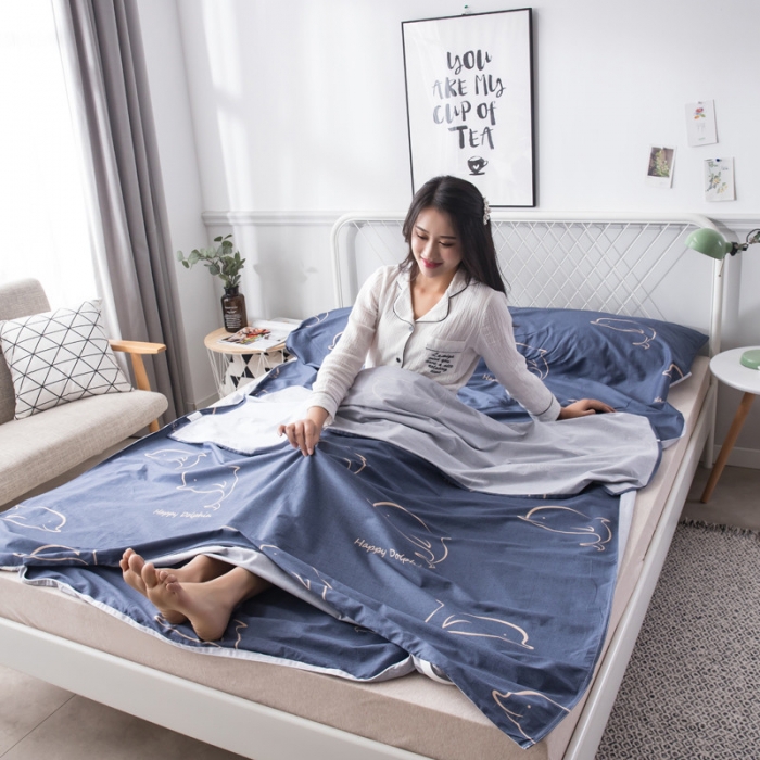 91家纺网 家纺一手货源 找家纺 怡家居  全棉隔脏睡袋印花系列 小鲸鱼