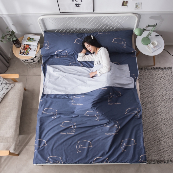 91家纺网 家纺一手货源 找家纺 怡家居  全棉隔脏睡袋印花系列 小鲸鱼