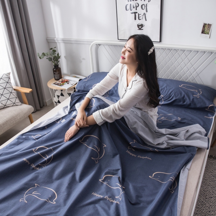 91家纺网 家纺一手货源 找家纺 怡家居  全棉隔脏睡袋印花系列 小鲸鱼