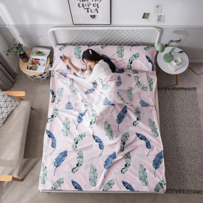 91家纺网 家纺一手货源 找家纺 怡家居  全棉隔脏睡袋印花系列 羽叶