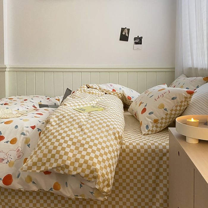 91家纺网 家纺一手货源 找家纺 雅居纺家纺 2022新款13070全棉印花四件套 很嗨兔