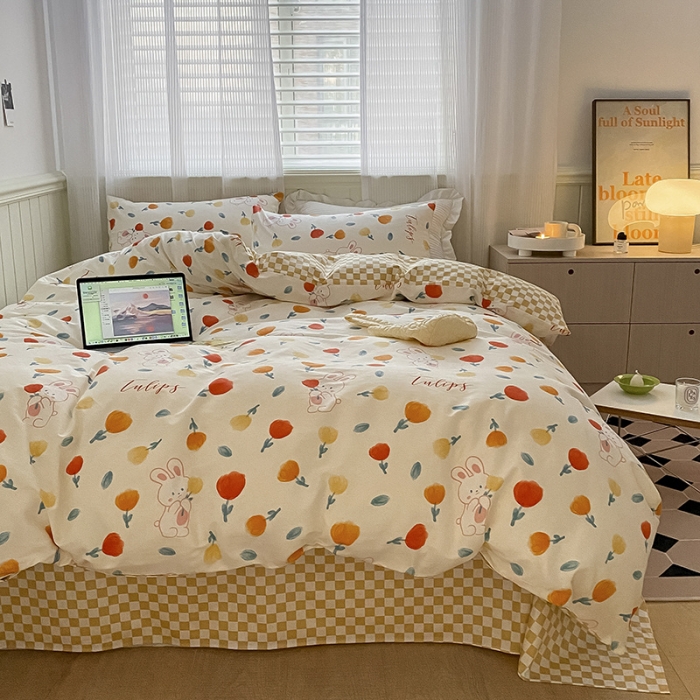 91家纺网 家纺一手货源 找家纺 雅居纺家纺 2022新款13070全棉印花四件套 很嗨兔