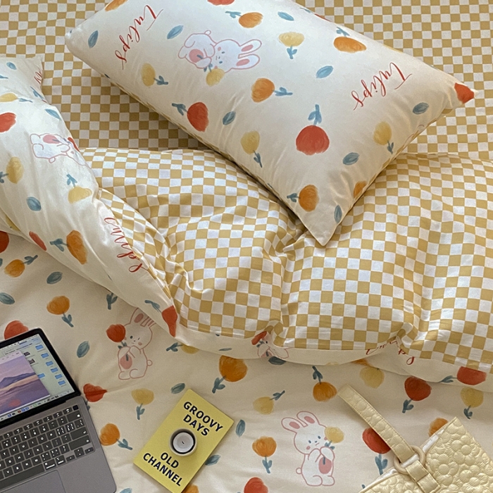 91家纺网 家纺一手货源 找家纺 雅居纺家纺 2022新款13070全棉印花四件套 很嗨兔