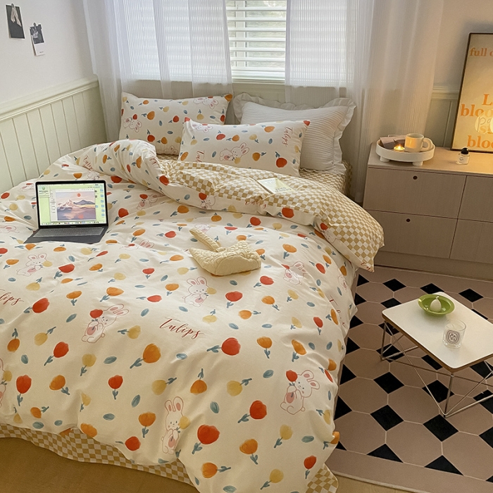 91家纺网 家纺一手货源 找家纺 雅居纺家纺 2022新款13070全棉印花四件套 很嗨兔