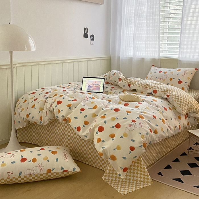 91家纺网 家纺一手货源 找家纺 雅居纺家纺 2022新款13070全棉印花四件套 很嗨兔