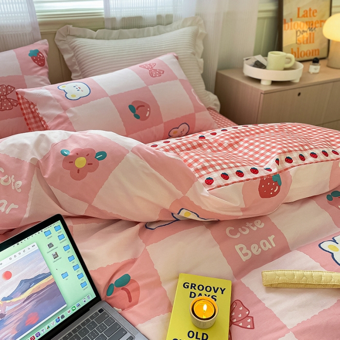 91家纺网 家纺一手货源 找家纺 雅居纺家纺 2022新款13070全棉印花四件套 可爱小兔