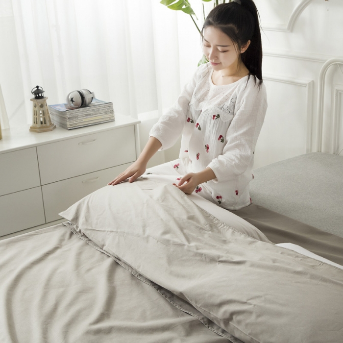 91家纺网 家纺一手货源 找家纺 怡家居 全棉纯色隔脏睡袋 灰色