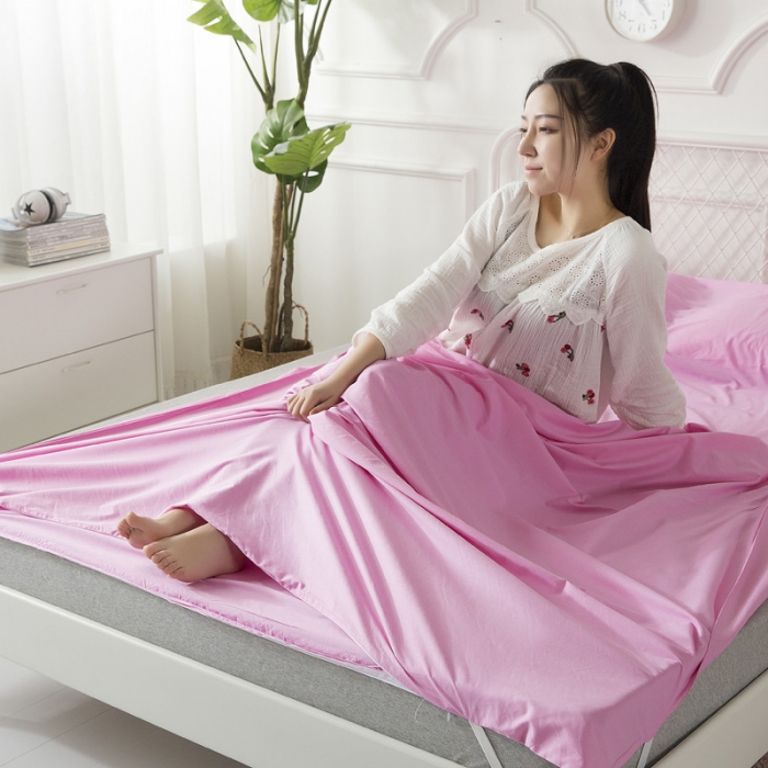 91家纺网 家纺一手货源 找家纺 怡家居 全棉纯色隔脏睡袋 粉色