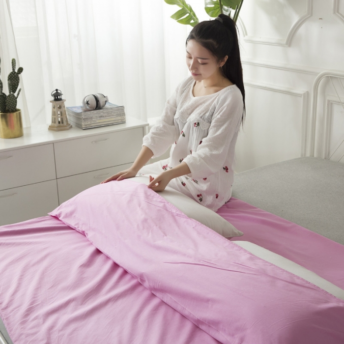 91家纺网 家纺一手货源 找家纺 怡家居 全棉纯色隔脏睡袋 粉色