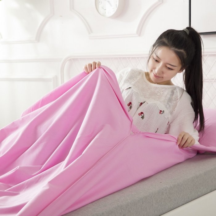 91家纺网 家纺一手货源 找家纺 怡家居 全棉纯色隔脏睡袋 粉色