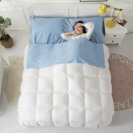 怡家居 全棉纯色隔脏睡袋 蓝色