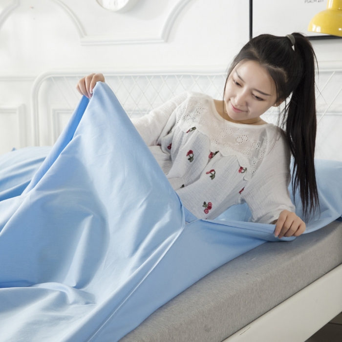 91家纺网 家纺一手货源 找家纺 怡家居 全棉纯色隔脏睡袋 蓝色