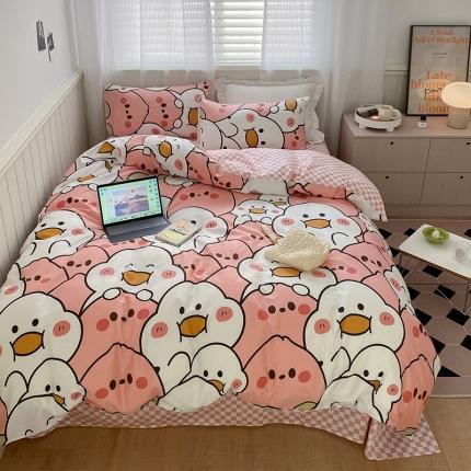 雅居纺家纺 2022新款13070全棉印花四件套 胖胖鸭
