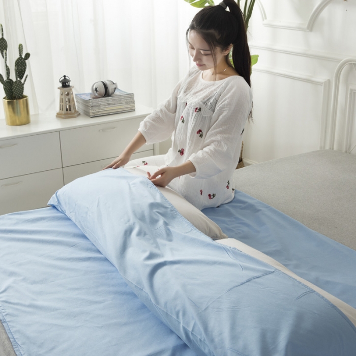 91家纺网 家纺一手货源 找家纺 怡家居 全棉纯色隔脏睡袋 蓝色