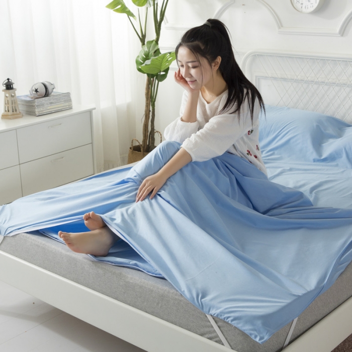 91家纺网 家纺一手货源 找家纺 怡家居 全棉纯色隔脏睡袋 蓝色