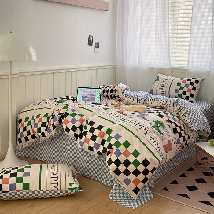 91家纺网 家纺一手货源 找家纺 雅居纺家纺 2022新款13070全棉印花四件套 西部恐龙