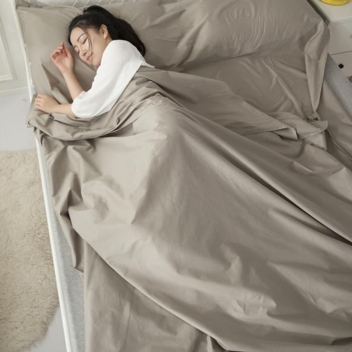 91家纺网 家纺一手货源 找家纺 怡家居 全棉隔脏睡袋 纯色灰色