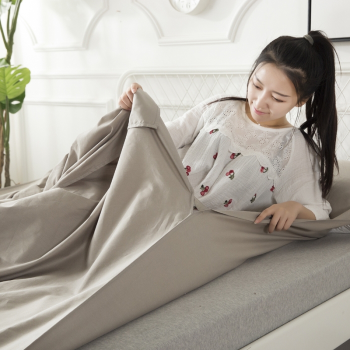 91家纺网 家纺一手货源 找家纺 怡家居 全棉隔脏睡袋 纯色灰色