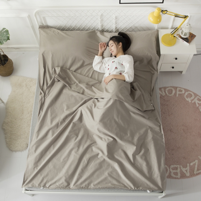 91家纺网 家纺一手货源 找家纺 怡家居 全棉隔脏睡袋 纯色灰色