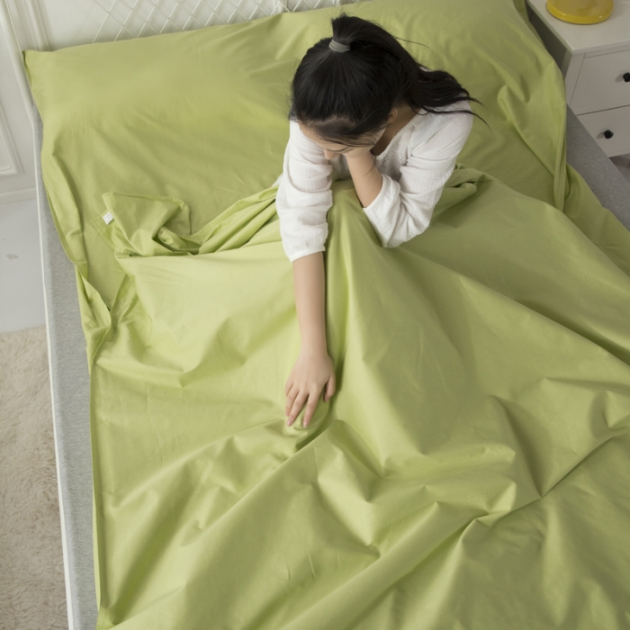 91家纺网 家纺一手货源 找家纺 怡家居 全棉隔脏睡袋 纯色绿色