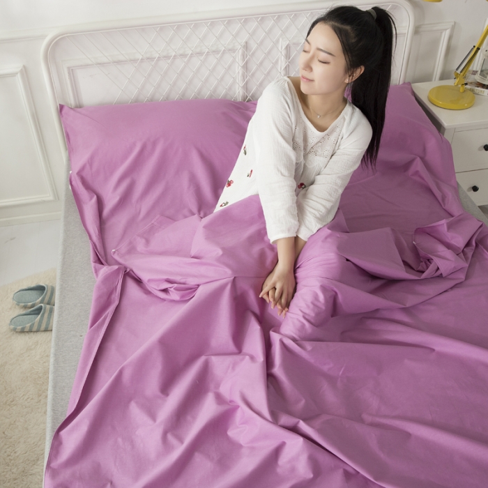 91家纺网 家纺一手货源 找家纺 怡家居 全棉隔脏睡袋 纯色紫色