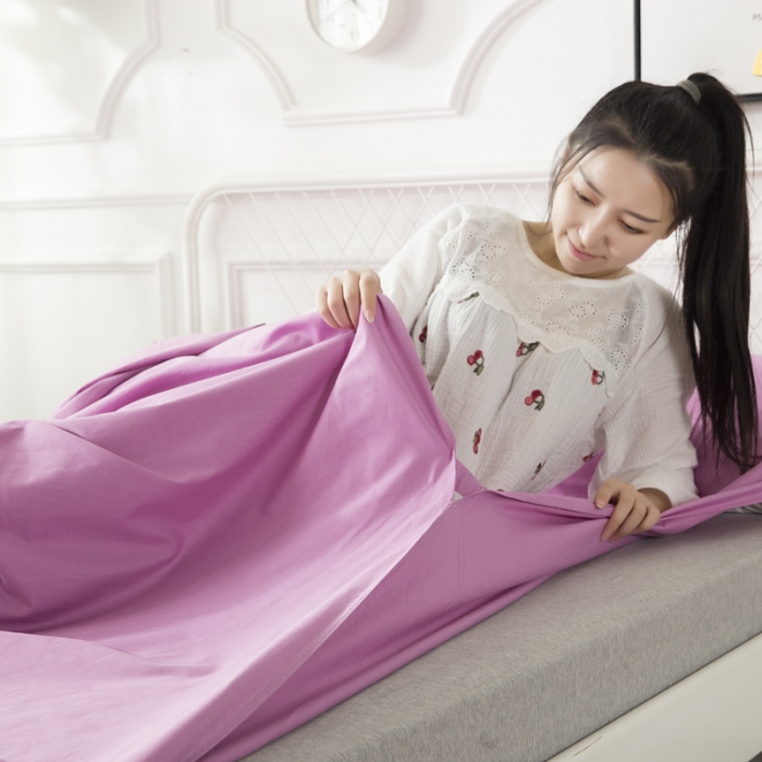 91家纺网 家纺一手货源 找家纺 怡家居 全棉隔脏睡袋 纯色紫色