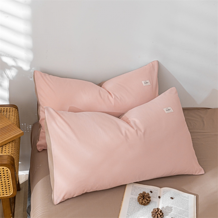 91家纺网 家纺一手货源 找家纺 蓝巢 2021新款全棉色织水洗棉四件套 粉卡其