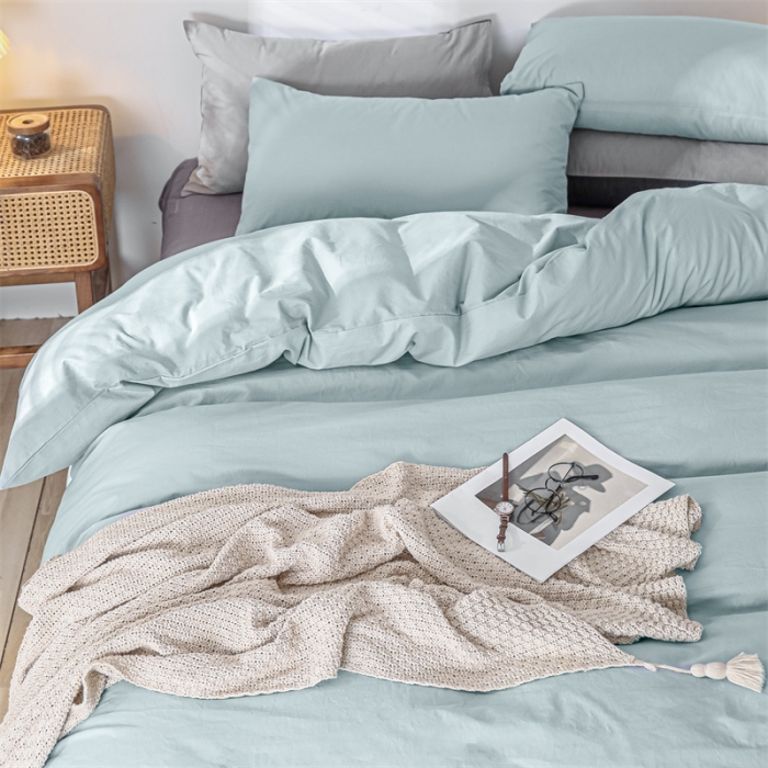 91家纺网 家纺一手货源 找家纺 蓝巢 2021新款全棉色织水洗棉四件套 混搭-繁星蓝