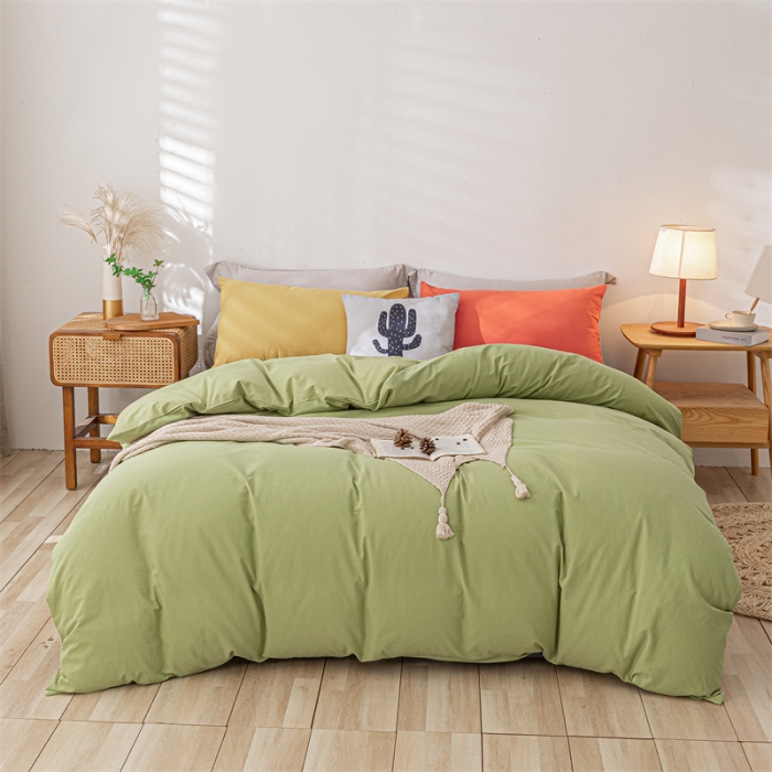 91家纺网 家纺一手货源 找家纺 蓝巢 2021新款全棉色织水洗棉四件套 混搭-抹茶绿