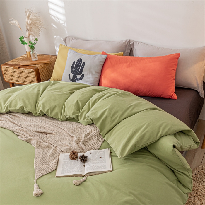 91家纺网 家纺一手货源 找家纺 蓝巢 2021新款全棉色织水洗棉四件套 混搭-抹茶绿