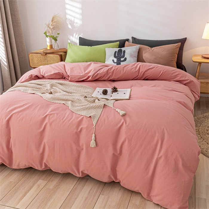 91家纺网 家纺一手货源 找家纺 蓝巢 2021新款全棉色织水洗棉四件套 混搭-浅豆沙