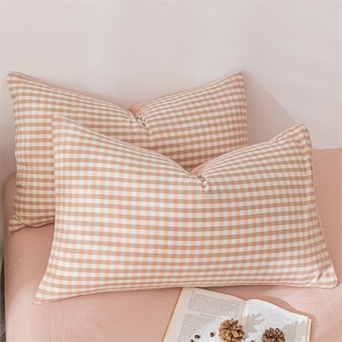 91家纺网 家纺一手货源 找家纺 蓝巢 2021新款全棉色织水洗棉四件套 蜜粉格