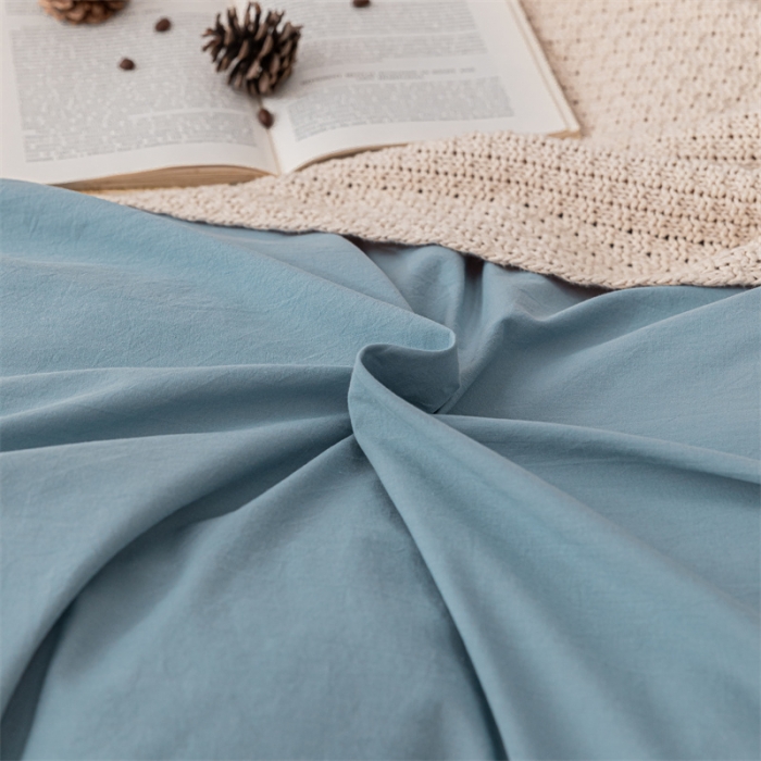 91家纺网 家纺一手货源 找家纺 蓝巢 2021新款全棉色织水洗棉四件套 浅蓝粉