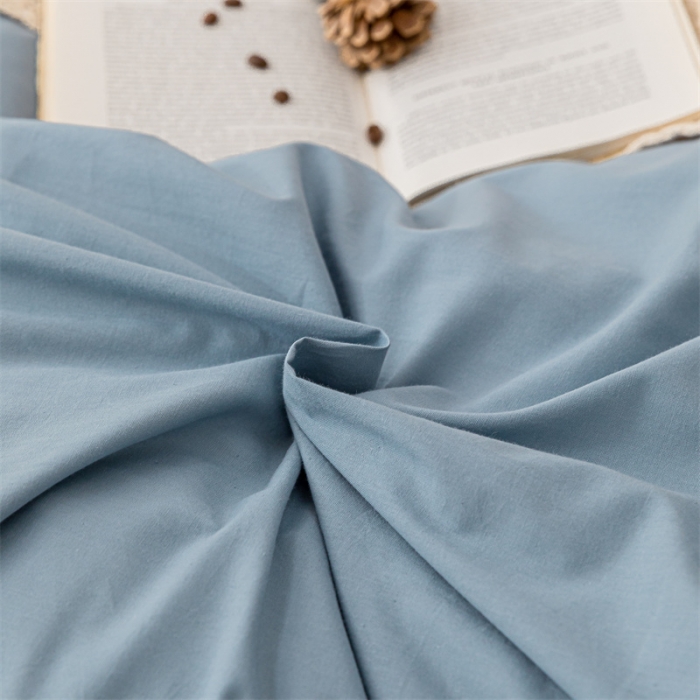 91家纺网 家纺一手货源 找家纺 蓝巢 2021新款全棉色织水洗棉四件套 浅蓝灰