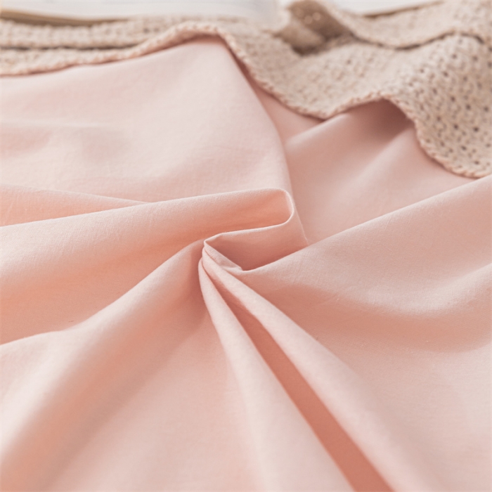 91家纺网 家纺一手货源 找家纺 蓝巢 2021新款全棉色织水洗棉单被套 粉卡其