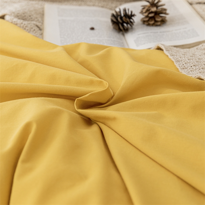 91家纺网 家纺一手货源 找家纺 蓝巢 2021新款全棉色织水洗棉单被套 黄卡其