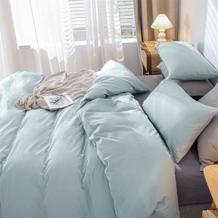 91家纺网 家纺一手货源 找家纺 蓝巢 2021新款全棉色织水洗棉单被套 混搭-繁星蓝