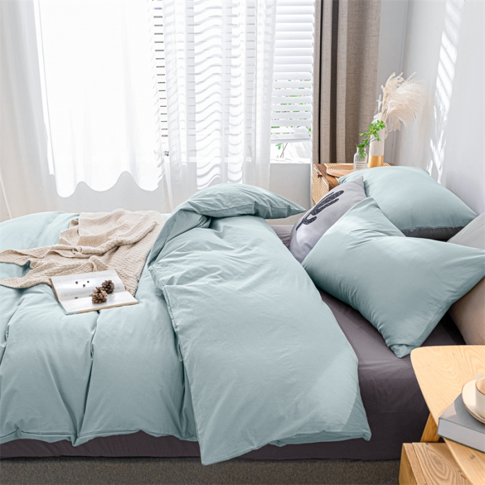 91家纺网 家纺一手货源 找家纺 蓝巢 2021新款全棉色织水洗棉单被套 混搭-繁星蓝