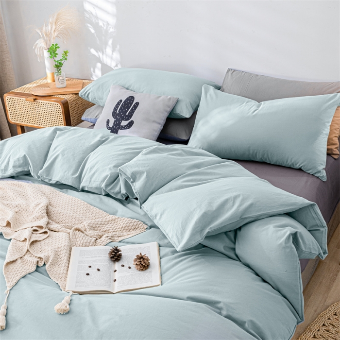 91家纺网 家纺一手货源 找家纺 蓝巢 2021新款全棉色织水洗棉单被套 混搭-繁星蓝