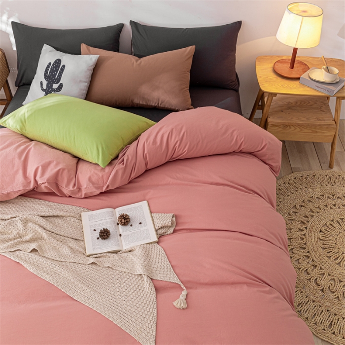 91家纺网 家纺一手货源 找家纺 蓝巢 2021新款全棉色织水洗棉单被套 混搭-浅豆沙