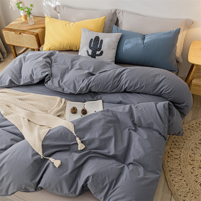 91家纺网 家纺一手货源 找家纺 蓝巢 2021新款全棉色织水洗棉单被套 混搭-紫灰