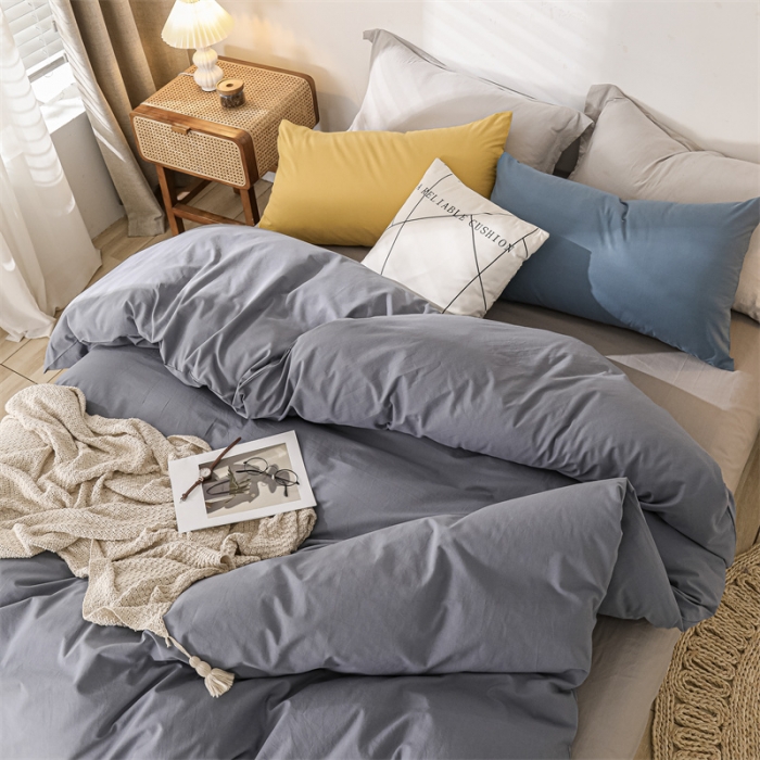 91家纺网 家纺一手货源 找家纺 蓝巢 2021新款全棉色织水洗棉单被套 混搭-紫灰