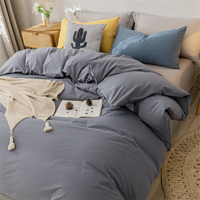 91家纺网 家纺一手货源 找家纺 蓝巢 2021新款全棉色织水洗棉单被套 混搭-紫灰