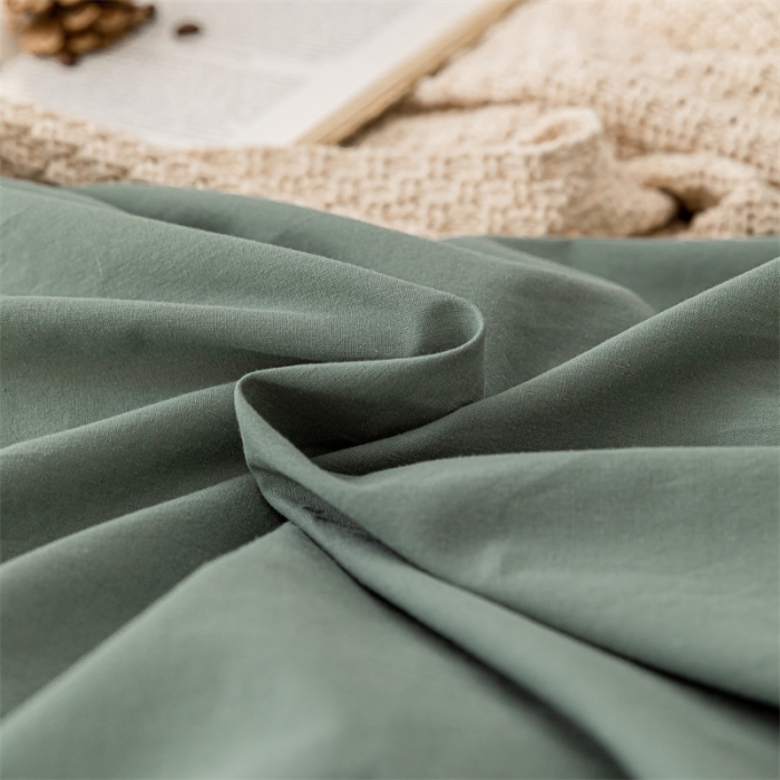 91家纺网 家纺一手货源 找家纺 蓝巢 2021新款全棉色织水洗棉单被套 绿卡其