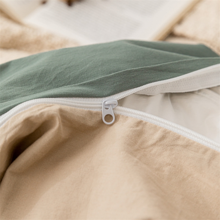 91家纺网 家纺一手货源 找家纺 蓝巢 2021新款全棉色织水洗棉单被套 绿卡其