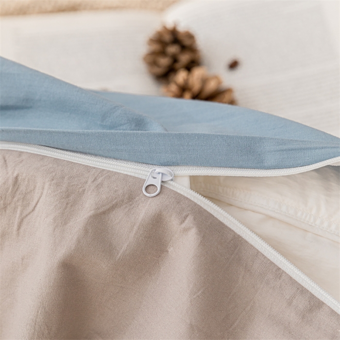 91家纺网 家纺一手货源 找家纺 蓝巢 2021新款全棉色织水洗棉单被套 浅蓝灰