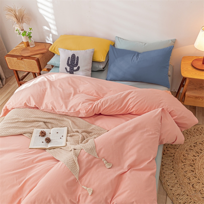 91家纺网 家纺一手货源 找家纺 蓝巢 2021新款全棉水洗棉单枕套一对 宾利蓝+姜黄48*74*2